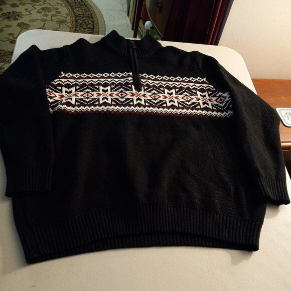 Izod Quarter Zip Men's XL Snowflake Pattern Long Sleeve Sweater - Picture 1 of 8
